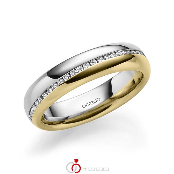 bicolor Memoire-Trauring/Ehering in Weißgold 585 Gelbgold 585 halbausgefasst mit zus. 0,2 ct. Brillant tw, si von acredo - A-1629-13 bicolor Memoire-Trauring/Ehering in Weißgold 585 Gelbgold 585 halbausgefasst mit zus. 0,2 ct. Brillant tw, si von acredo - A-1629-13