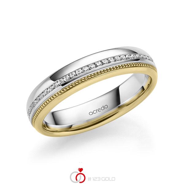 bicolor Memoire-Trauring/Ehering in Weißgold 585 Gelbgold 585 vollausgefasst mit zus. 0,285 ct. Brillant tw, si von acredo - A-1772-13 bicolor Memoire-Trauring/Ehering in Weißgold 585 Gelbgold 585 vollausgefasst mit zus. 0,285 ct. Brillant tw, si von acredo - A-1772-13