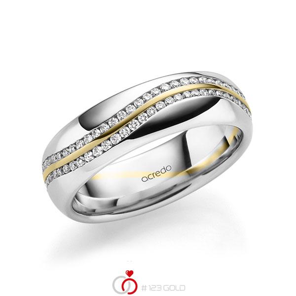 bicolor Memoire-Trauring/Ehering in Weißgold 585 Gelbgold 585 vollausgefasst mit zus. 0,59 ct. Brillant tw, si von acredo - A-1711-24 bicolor Memoire-Trauring/Ehering in Weißgold 585 Gelbgold 585 vollausgefasst mit zus. 0,59 ct. Brillant tw, si von acredo - A-1711-24