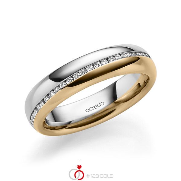 bicolor Memoire-Trauring/Ehering in Weissgold 585 Roségold 585 halbausgefasst mit zus. 0,2 ct. Brillant tw, si von acredo - A-1629-14 bicolor Memoire-Trauring/Ehering in Weissgold 585 Roségold 585 halbausgefasst mit zus. 0,2 ct. Brillant tw, si von acredo - A-1629-14