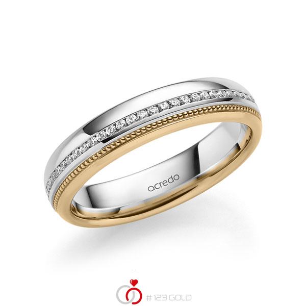 bicolor Memoire-Trauring/Ehering in Weißgold 585 Roségold 585 vollausgefasst mit zus. 0,285 ct. Brillant tw, si von acredo - A-1772-14 bicolor Memoire-Trauring/Ehering in Weißgold 585 Roségold 585 vollausgefasst mit zus. 0,285 ct. Brillant tw, si von acredo - A-1772-14