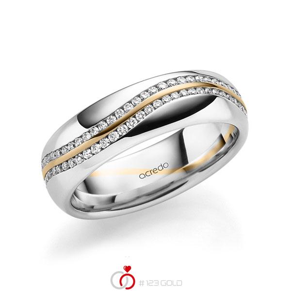 bicolor Memoire-Trauring/Ehering in Weißgold 585 Roségold 585 vollausgefasst mit zus. 0,59 ct. Brillant tw, si von acredo - A-1711-25 bicolor Memoire-Trauring/Ehering in Weißgold 585 Roségold 585 vollausgefasst mit zus. 0,59 ct. Brillant tw, si von acredo - A-1711-25