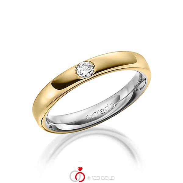 bicolor Trauring/Ehering in außen Gelbgold 585 , innen Graugold 585 mit zus. 0,12 ct. Brillant tw, si von acredo - A-1477-3 bicolor Trauring/Ehering in außen Gelbgold 585 , innen Graugold 585 mit zus. 0,12 ct. Brillant tw, si von acredo - A-1477-3