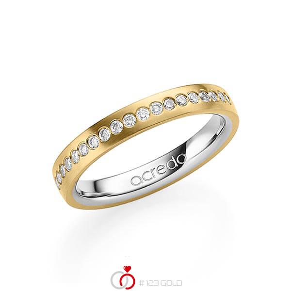 bicolor Trauring/Ehering in außen Gelbgold 585 , innen Graugold 585 mit zus. 0,225 ct. Brillant tw, si von acredo - A-1551-2 bicolor Trauring/Ehering in außen Gelbgold 585 , innen Graugold 585 mit zus. 0,225 ct. Brillant tw, si von acredo - A-1551-2