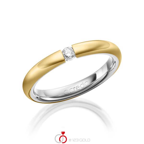 bicolor Trauring/Ehering in außen Gelbgold 750 , innen Platin 950 mit zus. 0,08 ct. Brillant tw, si von acredo - A-1475-7 bicolor Trauring/Ehering in außen Gelbgold 750 , innen Platin 950 mit zus. 0,08 ct. Brillant tw, si von acredo - A-1475-7