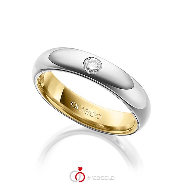 bicolor Trauring/Ehering in außen Graugold 585 , innen Gelbgold 585 mit zus. 0,1 ct. Brillant tw, si von acredo - A-1480-9 bicolor Trauring/Ehering in außen Graugold 585 , innen Gelbgold 585 mit zus. 0,1 ct. Brillant tw, si von acredo - A-1480-9