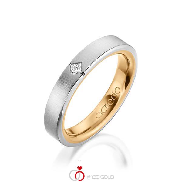 bicolor Trauring/Ehering in außen Graugold 585 , innen Roségold 585 mit zus. 0,05 ct. Prinzess-Diamant tw, si von acredo - A-1479-3 bicolor Trauring/Ehering in außen Graugold 585 , innen Roségold 585 mit zus. 0,05 ct. Prinzess-Diamant tw, si von acredo - A-1479-3