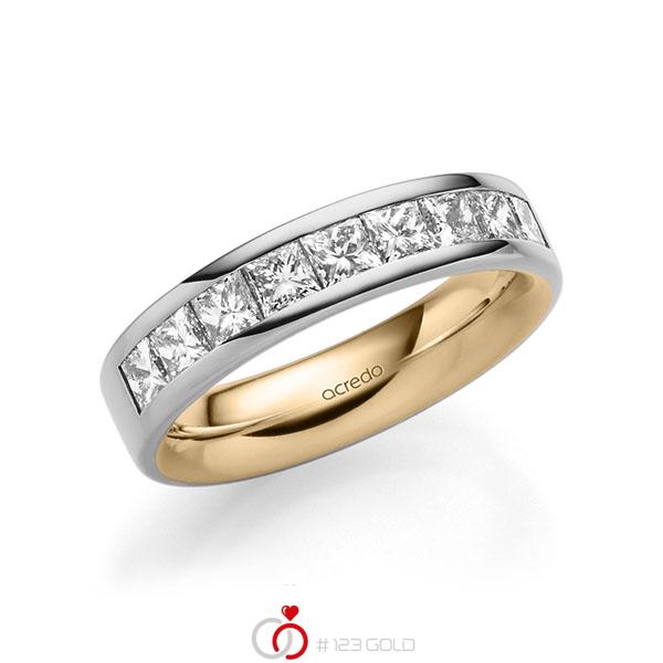 bicolor Trauring/Ehering in außen Graugold 585 , innen Roségold 585 mit zus. 1,2 ct. Prinzess-Diamant tw, si von acredo - A-1678-13 bicolor Trauring/Ehering in außen Graugold 585 , innen Roségold 585 mit zus. 1,2 ct. Prinzess-Diamant tw, si von acredo - A-1678-13