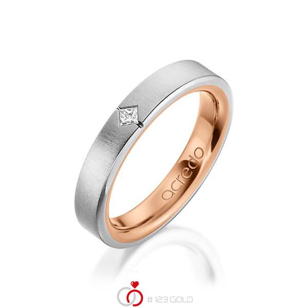 bicolor Trauring/Ehering in außen Graugold 585 , innen Rotgold 585 mit zus. 0,05 ct. Prinzess-Diamant tw, si von acredo - A-1479-1 bicolor Trauring/Ehering in außen Graugold 585 , innen Rotgold 585 mit zus. 0,05 ct. Prinzess-Diamant tw, si von acredo - A-1479-1