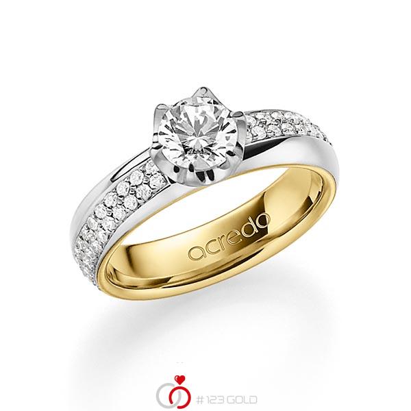 bicolor Trauring/Ehering in außen Platin 950 , innen Gelbgold 750 mit 0,7 ct. + zus. 0,672 ct. Brillant tw, si tw, vs von acredo - A-1542-10 bicolor Trauring/Ehering in außen Platin 950 , innen Gelbgold 750 mit 0,7 ct. + zus. 0,672 ct. Brillant tw, si tw, vs von acredo - A-1542-10