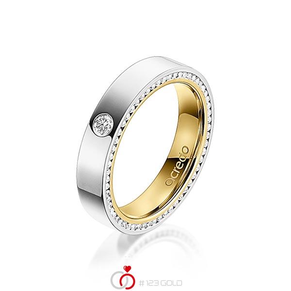 bicolor Trauring/Ehering in aussen Platin 950 , innen Gelbgold 750 mit zus. 0,395 ct. Brillant tw, si von acredo - A-1494-10 bicolor Trauring/Ehering in aussen Platin 950 , innen Gelbgold 750 mit zus. 0,395 ct. Brillant tw, si von acredo - A-1494-10