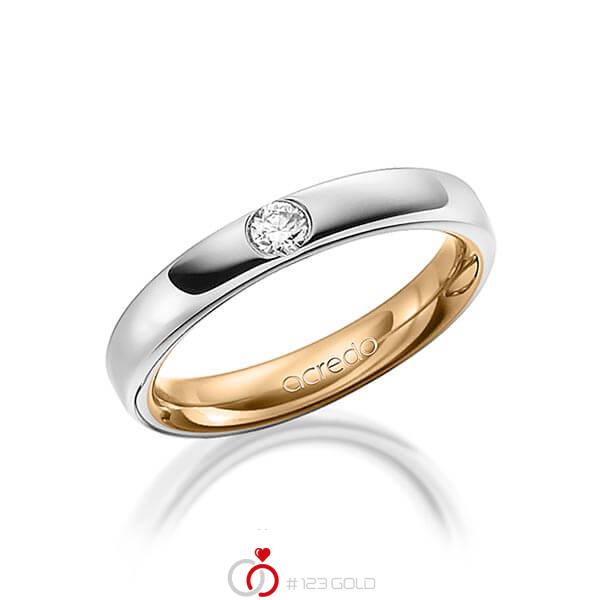 bicolor Trauring/Ehering in außen Platin 950 , innen Roségold 750 mit zus. 0,12 ct. Brillant tw, si von acredo - A-1477-13 bicolor Trauring/Ehering in außen Platin 950 , innen Roségold 750 mit zus. 0,12 ct. Brillant tw, si von acredo - A-1477-13