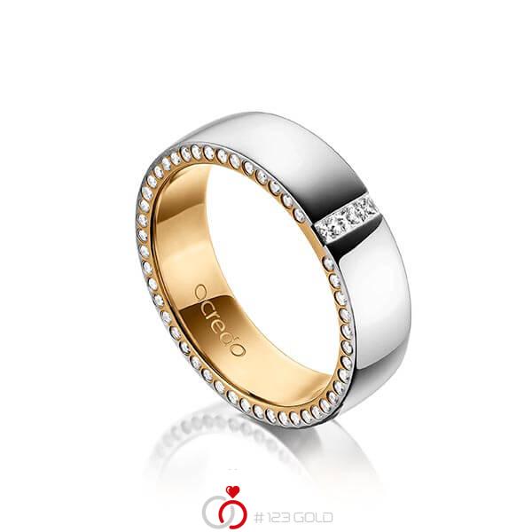 bicolor Trauring/Ehering in außen Platin 950 , innen Roségold 750 mit zus. 0,325 ct. Prinzess-Diamant & Brillant tw, si von acredo - A-1496-9 bicolor Trauring/Ehering in außen Platin 950 , innen Roségold 750 mit zus. 0,325 ct. Prinzess-Diamant & Brillant tw, si von acredo - A-1496-9