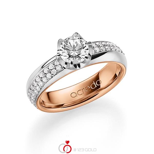 bicolor Trauring/Ehering in außen Platin 950 , innen Rotgold 750 mit 0,7 ct. + zus. 0,672 ct. Brillant tw, si tw, vs von acredo - A-1542-11 bicolor Trauring/Ehering in außen Platin 950 , innen Rotgold 750 mit 0,7 ct. + zus. 0,672 ct. Brillant tw, si tw, vs von acredo - A-1542-11