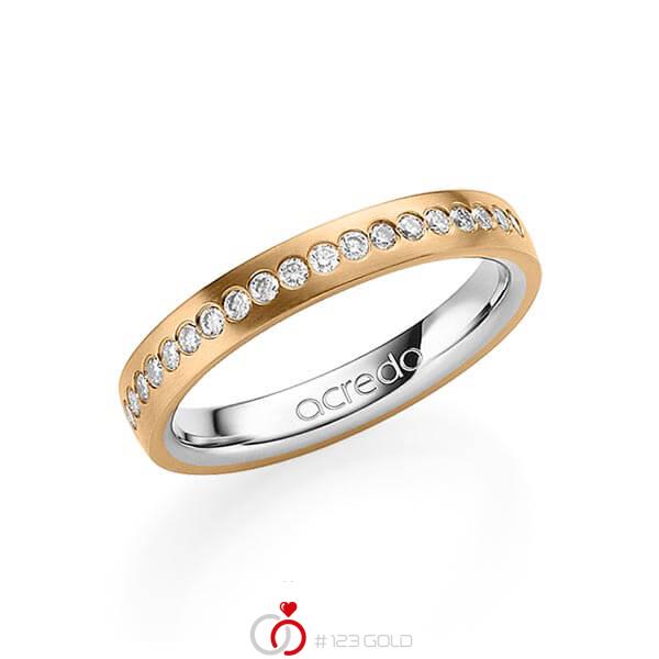 bicolor Trauring/Ehering in außen Roségold 585 , innen Graugold 585 mit zus. 0,225 ct. Brillant tw, si von acredo - A-1551-1 bicolor Trauring/Ehering in außen Roségold 585 , innen Graugold 585 mit zus. 0,225 ct. Brillant tw, si von acredo - A-1551-1