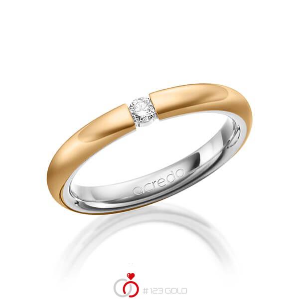bicolor Trauring/Ehering in außen Roségold 750 , innen Platin 950 mit zus. 0,08 ct. Brillant tw, si von acredo - A-1475-10 bicolor Trauring/Ehering in außen Roségold 750 , innen Platin 950 mit zus. 0,08 ct. Brillant tw, si von acredo - A-1475-10