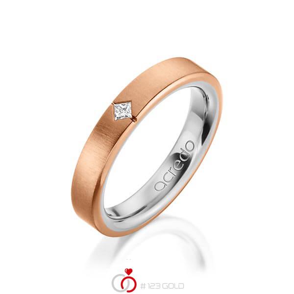 bicolor Trauring/Ehering in außen Rotgold 750 , innen Platin 950 mit zus. 0,05 ct. Prinzess-Diamant tw, si von acredo - A-1479-14 bicolor Trauring/Ehering in außen Rotgold 750 , innen Platin 950 mit zus. 0,05 ct. Prinzess-Diamant tw, si von acredo - A-1479-14