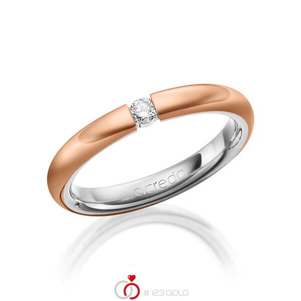 bicolor Trauring/Ehering in außen Rotgold 750 , innen Platin 950 mit zus. 0,08 ct. Brillant tw, si von acredo - A-1475-11 bicolor Trauring/Ehering in außen Rotgold 750 , innen Platin 950 mit zus. 0,08 ct. Brillant tw, si von acredo - A-1475-11