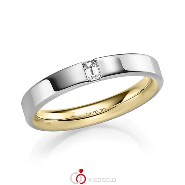 bicolor Trauring/Ehering in außen Weißgold 585 , innen Gelbgold 585 mit zus. 0,1 ct. tw, vs von acredo - A-2136-12 bicolor Trauring/Ehering in außen Weißgold 585 , innen Gelbgold 585 mit zus. 0,1 ct. tw, vs von acredo - A-2136-12