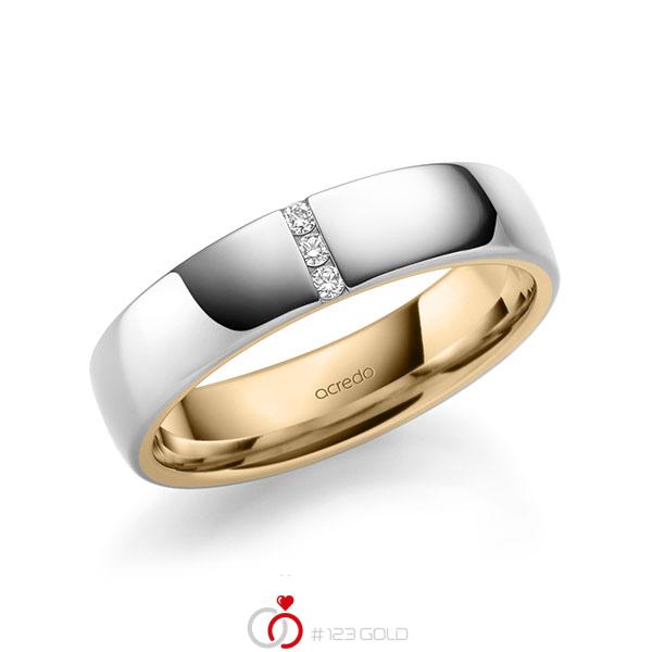 bicolor Trauring/Ehering in außen Weißgold 585 , innen Roségold 585 mit zus. 0,06 ct. Brillant tw, si von acredo - A-1940-19 bicolor Trauring/Ehering in außen Weißgold 585 , innen Roségold 585 mit zus. 0,06 ct. Brillant tw, si von acredo - A-1940-19
