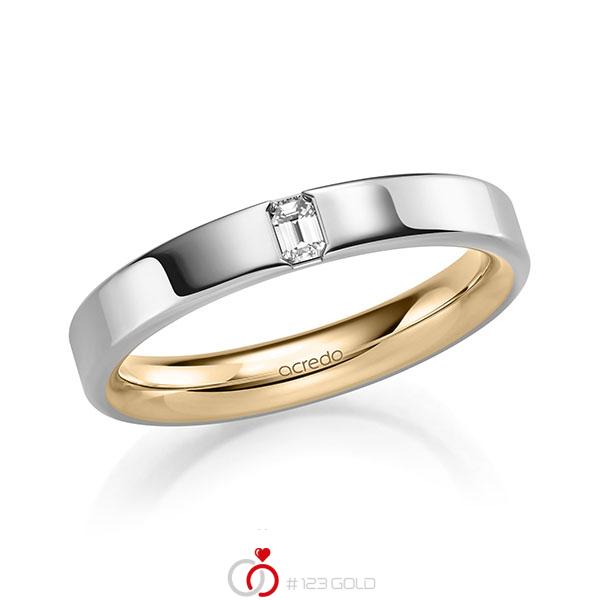 bicolor Trauring/Ehering in außen Weißgold 585 , innen Roségold 585 mit zus. 0,1 ct. tw, vs von acredo - A-2136-13 bicolor Trauring/Ehering in außen Weißgold 585 , innen Roségold 585 mit zus. 0,1 ct. tw, vs von acredo - A-2136-13
