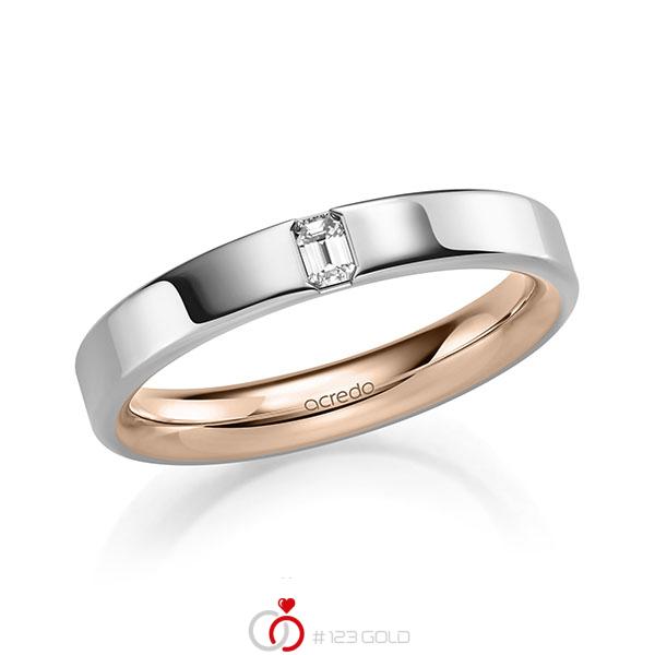 bicolor Trauring/Ehering in außen Weißgold 585 , innen Rotgold 585 mit zus. 0,1 ct. tw, vs von acredo - A-2136-11 bicolor Trauring/Ehering in außen Weißgold 585 , innen Rotgold 585 mit zus. 0,1 ct. tw, vs von acredo - A-2136-11