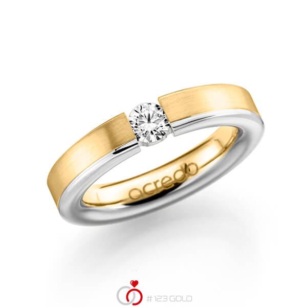 bicolor Trauring/Ehering in Gelbgold 585 Weissgold 585 mit 0,3 ct. Brillant tw, si von acredo - A-1121-5 bicolor Trauring/Ehering in Gelbgold 585 Weissgold 585 mit 0,3 ct. Brillant tw, si von acredo - A-1121-5