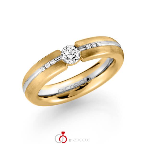 bicolor Trauring/Ehering in Gelbgold 585 Weißgold 585 mit 0,3 ct. + zus. 0,048 ct. Brillant tw, si von acredo - A-1122-4 bicolor Trauring/Ehering in Gelbgold 585 Weißgold 585 mit 0,3 ct. + zus. 0,048 ct. Brillant tw, si von acredo - A-1122-4
