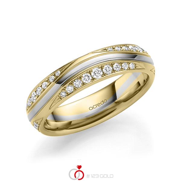 bicolor Trauring/Ehering in Gelbgold 585 Weißgold 585 mit zus. 0,576 ct. Brillant tw, si von acredo - A-1710-13 bicolor Trauring/Ehering in Gelbgold 585 Weißgold 585 mit zus. 0,576 ct. Brillant tw, si von acredo - A-1710-13