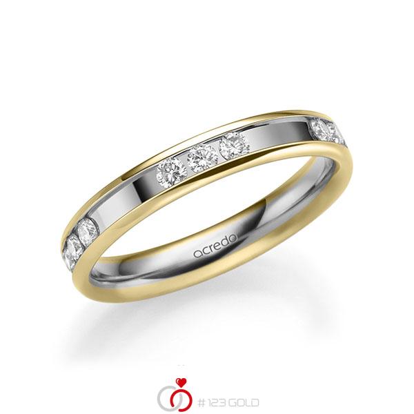 bicolor Trauring/Ehering in Gelbgold 585 Weißgold 585 mit zus. 0,6 ct. Brillant tw, si von acredo - A-2212-1 bicolor Trauring/Ehering in Gelbgold 585 Weißgold 585 mit zus. 0,6 ct. Brillant tw, si von acredo - A-2212-1