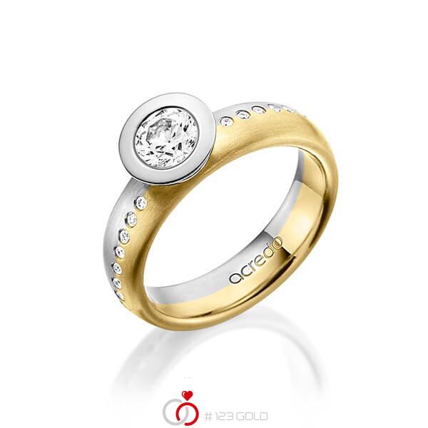 bicolor Trauring/Ehering in Graugold 585 Gelbgold 585 mit 0,4 ct. + zus. 0,175 ct. Brillant tw, vs tw, si von acredo - A-1493-9 bicolor Trauring/Ehering in Graugold 585 Gelbgold 585 mit 0,4 ct. + zus. 0,175 ct. Brillant tw, vs tw, si von acredo - A-1493-9
