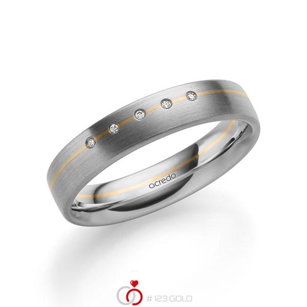 bicolor Trauring/Ehering in Graugold 585 Roségold 585 mit zus. 0,025 ct. Brillant tw, si von acredo - A-2186-14 bicolor Trauring/Ehering in Graugold 585 Roségold 585 mit zus. 0,025 ct. Brillant tw, si von acredo - A-2186-14