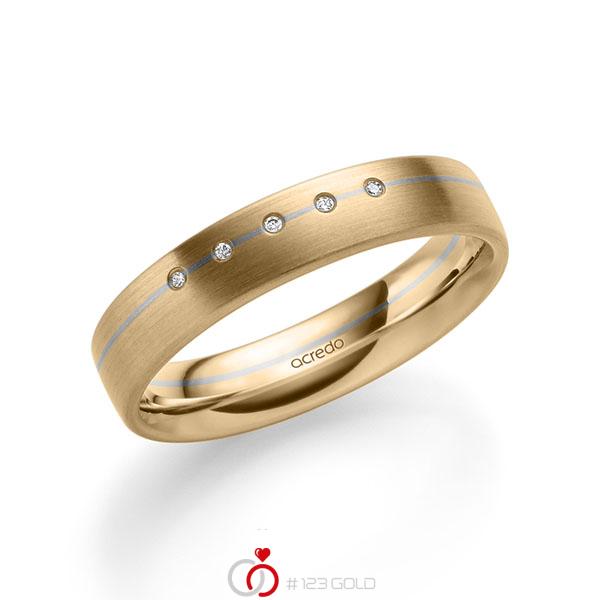 bicolor Trauring/Ehering in Roségold 585 Graugold 585 mit zus. 0,025 ct. Brillant tw, si von acredo - A-2186-12 bicolor Trauring/Ehering in Roségold 585 Graugold 585 mit zus. 0,025 ct. Brillant tw, si von acredo - A-2186-12