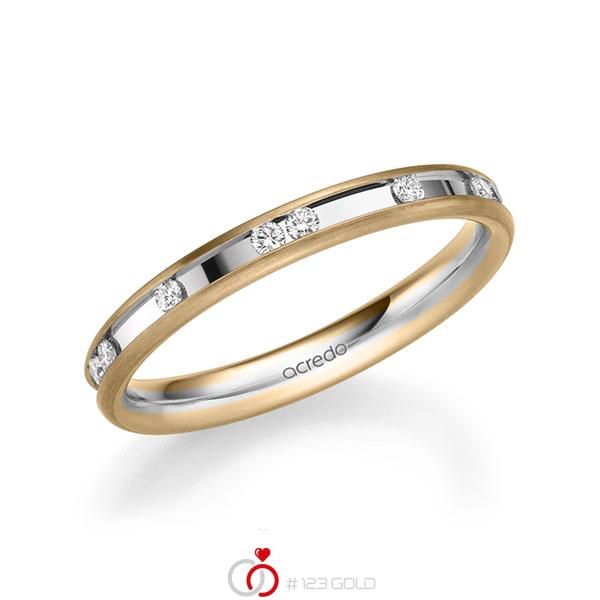 bicolor Trauring/Ehering in Roségold 585 Weißgold 585 mit zus. 0,225 ct. Brillant tw, si von acredo - A-2209-2 bicolor Trauring/Ehering in Roségold 585 Weißgold 585 mit zus. 0,225 ct. Brillant tw, si von acredo - A-2209-2