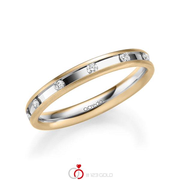 bicolor Trauring/Ehering in Roségold 585 Weißgold 585 mit zus. 0,22 ct. Brillant tw, si von acredo - A-2205-3 bicolor Trauring/Ehering in Roségold 585 Weißgold 585 mit zus. 0,22 ct. Brillant tw, si von acredo - A-2205-3