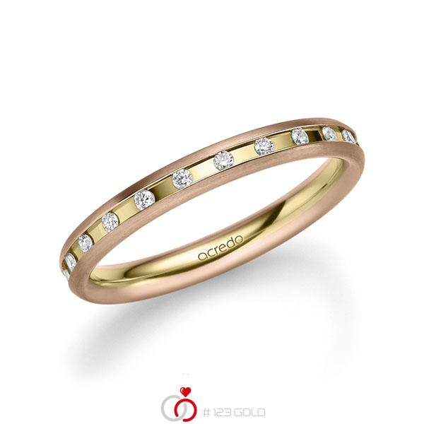 bicolor Trauring/Ehering in Rotgold 585 Gelbgold 585 mit zus. 0,22 ct. Brillant tw, si von acredo - A-2216-4 bicolor Trauring/Ehering in Rotgold 585 Gelbgold 585 mit zus. 0,22 ct. Brillant tw, si von acredo - A-2216-4