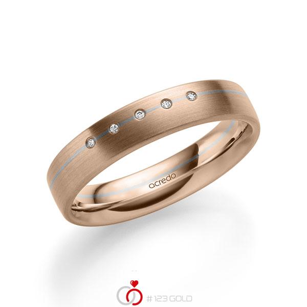 bicolor Trauring/Ehering in Rotgold 585 Graugold 585 mit zus. 0,025 ct. Brillant tw, si von acredo - A-2186-13 bicolor Trauring/Ehering in Rotgold 585 Graugold 585 mit zus. 0,025 ct. Brillant tw, si von acredo - A-2186-13