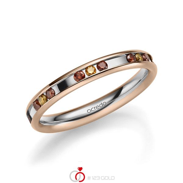 bicolor Trauring/Ehering in Rotgold 585 Graugold 585 mit zus. 0,42 ct. Brillant Red Cherry cognac von acredo - A-2219-2 bicolor Trauring/Ehering in Rotgold 585 Graugold 585 mit zus. 0,42 ct. Brillant Red Cherry cognac von acredo - A-2219-2