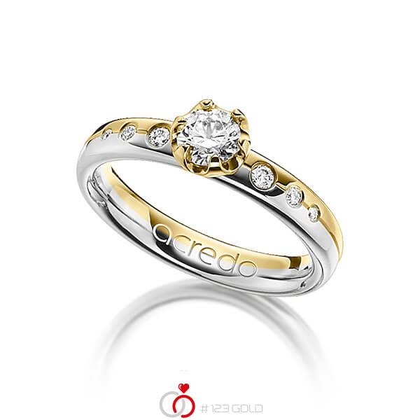 bicolor Trauring/Ehering in Weißgold 585 Gelbgold 585 mit 0,4 ct. + zus. 0,1 ct. Brillant tw, vs von acredo - A-1204-10 bicolor Trauring/Ehering in Weißgold 585 Gelbgold 585 mit 0,4 ct. + zus. 0,1 ct. Brillant tw, vs von acredo - A-1204-10