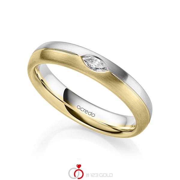 bicolor Trauring/Ehering in Weißgold 585 Gelbgold 585 mit zus. 0,1 ct. tw, vs von acredo - A-2143-9 bicolor Trauring/Ehering in Weißgold 585 Gelbgold 585 mit zus. 0,1 ct. tw, vs von acredo - A-2143-9