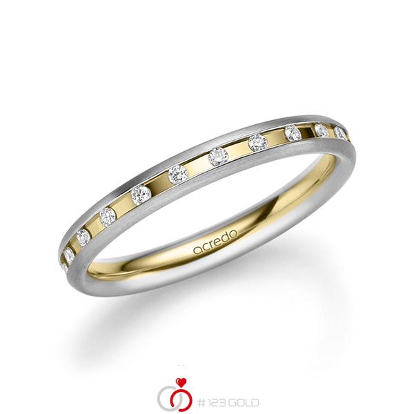 bicolor Trauring/Ehering in Weißgold 585 Gelbgold 585 mit zus. 0,22 ct. Brillant tw, si von acredo - A-2216-7 bicolor Trauring/Ehering in Weißgold 585 Gelbgold 585 mit zus. 0,22 ct. Brillant tw, si von acredo - A-2216-7