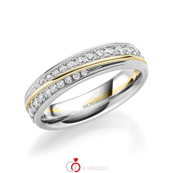 bicolor Trauring/Ehering in Weißgold 585 Gelbgold 585 mit zus. 0,964 ct. Brillant tw, si von acredo - A-1631-13 bicolor Trauring/Ehering in Weißgold 585 Gelbgold 585 mit zus. 0,964 ct. Brillant tw, si von acredo - A-1631-13