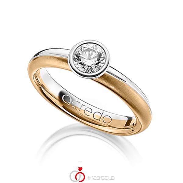 bicolor Trauring/Ehering in Weißgold 585 Roségold 585 mit 0,5 ct. Brillant tw, si von acredo - A-1206-9 bicolor Trauring/Ehering in Weißgold 585 Roségold 585 mit 0,5 ct. Brillant tw, si von acredo - A-1206-9