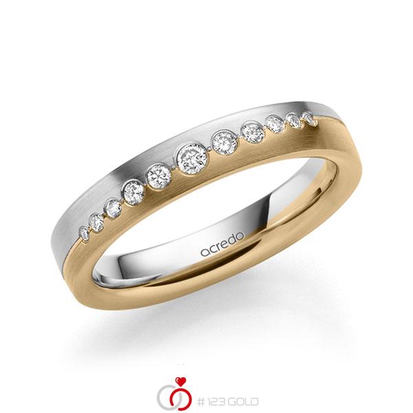 bicolor Trauring/Ehering in Weißgold 585 Roségold 585 mit zus. 0,156 ct. Brillant tw, si von acredo - A-1717-26 bicolor Trauring/Ehering in Weißgold 585 Roségold 585 mit zus. 0,156 ct. Brillant tw, si von acredo - A-1717-26
