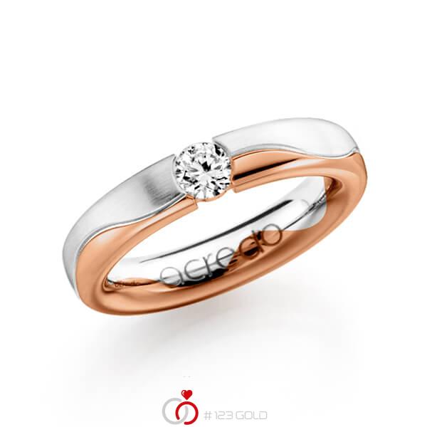bicolor Trauring/Ehering in Weißgold 585 Rotgold 585 mit 0,3 ct. Brillant tw, si von acredo - A-1120-2 bicolor Trauring/Ehering in Weißgold 585 Rotgold 585 mit 0,3 ct. Brillant tw, si von acredo - A-1120-2