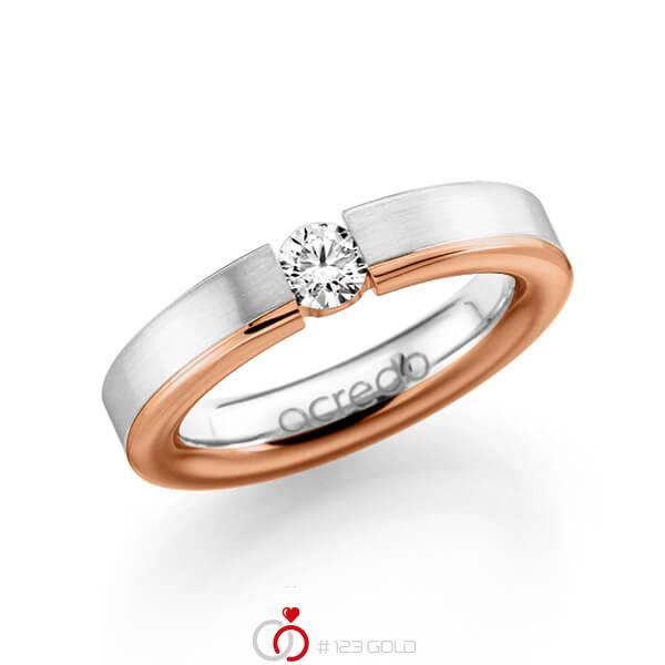 bicolor Trauring/Ehering in Weißgold 585 Rotgold 585 mit 0,3 ct. Brillant tw, si von acredo - A-1121-2 bicolor Trauring/Ehering in Weißgold 585 Rotgold 585 mit 0,3 ct. Brillant tw, si von acredo - A-1121-2