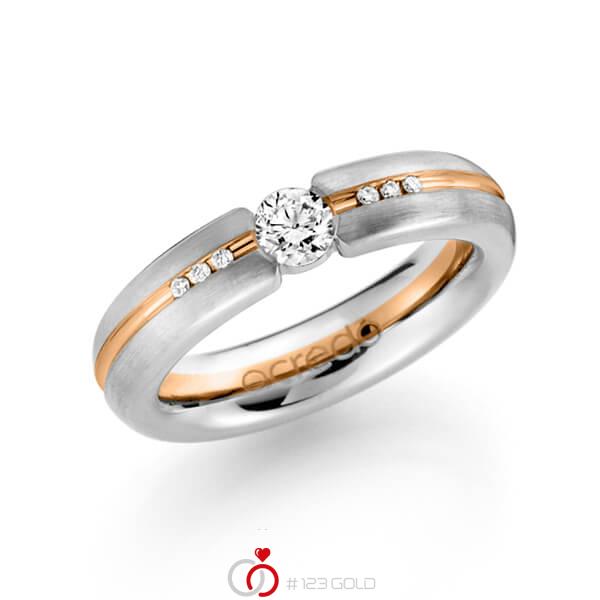 bicolor Trauring/Ehering in Weißgold 585 Rotgold 585 mit 0,3 ct. + zus. 0,048 ct. Brillant tw, si von acredo - A-1122-2 bicolor Trauring/Ehering in Weißgold 585 Rotgold 585 mit 0,3 ct. + zus. 0,048 ct. Brillant tw, si von acredo - A-1122-2