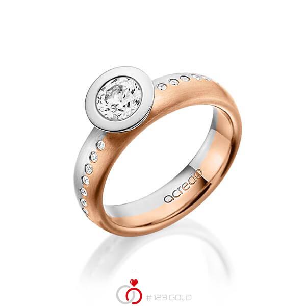 bicolor Trauring/Ehering in Weißgold 585 Rotgold 585 mit 0,4 ct. + zus. 0,175 ct. Brillant tw, vs tw, si von acredo - A-1493-3 bicolor Trauring/Ehering in Weißgold 585 Rotgold 585 mit 0,4 ct. + zus. 0,175 ct. Brillant tw, vs tw, si von acredo - A-1493-3
