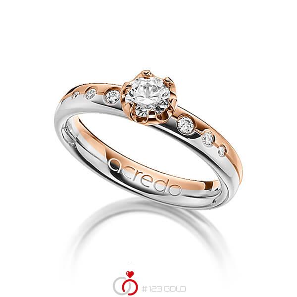 bicolor Trauring/Ehering in Weißgold 585 Rotgold 585 mit 0,4 ct. + zus. 0,1 ct. Brillant tw, vs von acredo - A-1204-12 bicolor Trauring/Ehering in Weißgold 585 Rotgold 585 mit 0,4 ct. + zus. 0,1 ct. Brillant tw, vs von acredo - A-1204-12