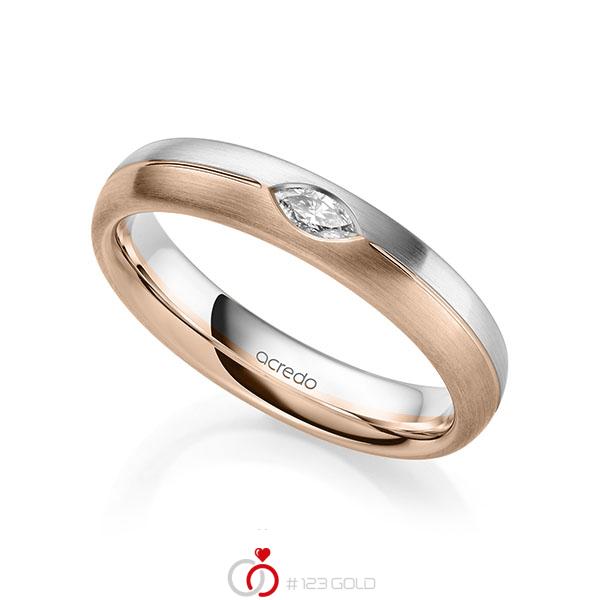 bicolor Trauring/Ehering in Weißgold 585 Rotgold 585 mit zus. 0,1 ct. tw, vs von acredo - A-2143-11 bicolor Trauring/Ehering in Weißgold 585 Rotgold 585 mit zus. 0,1 ct. tw, vs von acredo - A-2143-11
